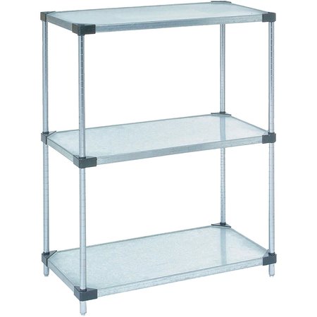 NEXEL Galvanized Steel, 3 Tier, Solid Shelving Starter Unit, 60Wx18Dx34H 18603SZ3